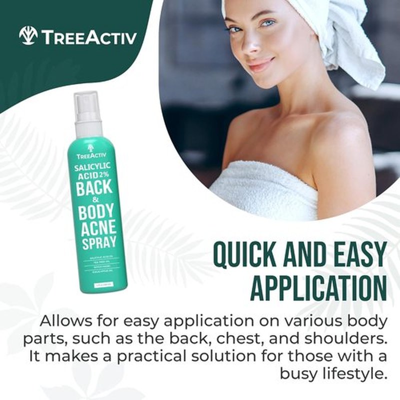 Back Acne Spray by [Brand Name] - Fast-Drying 2% Salicylic Acid & Tea Tree Oil Mist | 4 fl oz
