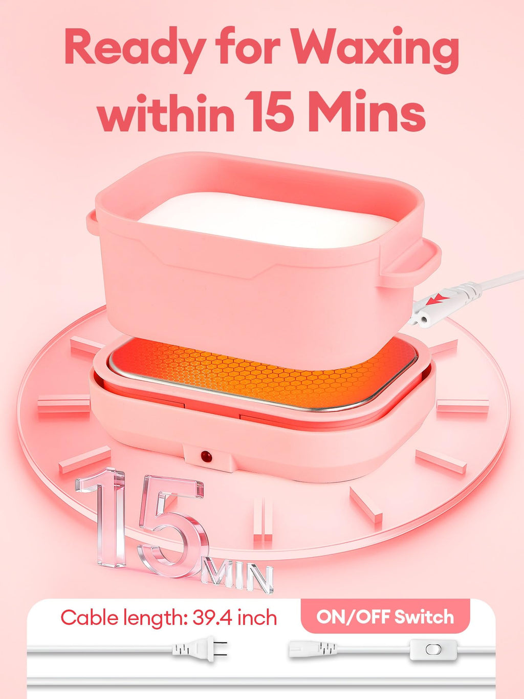 Mini Wax Warmer for Hair Removal,Foldable Silicone Wax Warmer for Hard Wax with 2 Reusable Silicone Applicator Sticks, 18.6Oz Portable Wax Warmer for Eyebrow, Face & Bikini, Travel Wax Kit