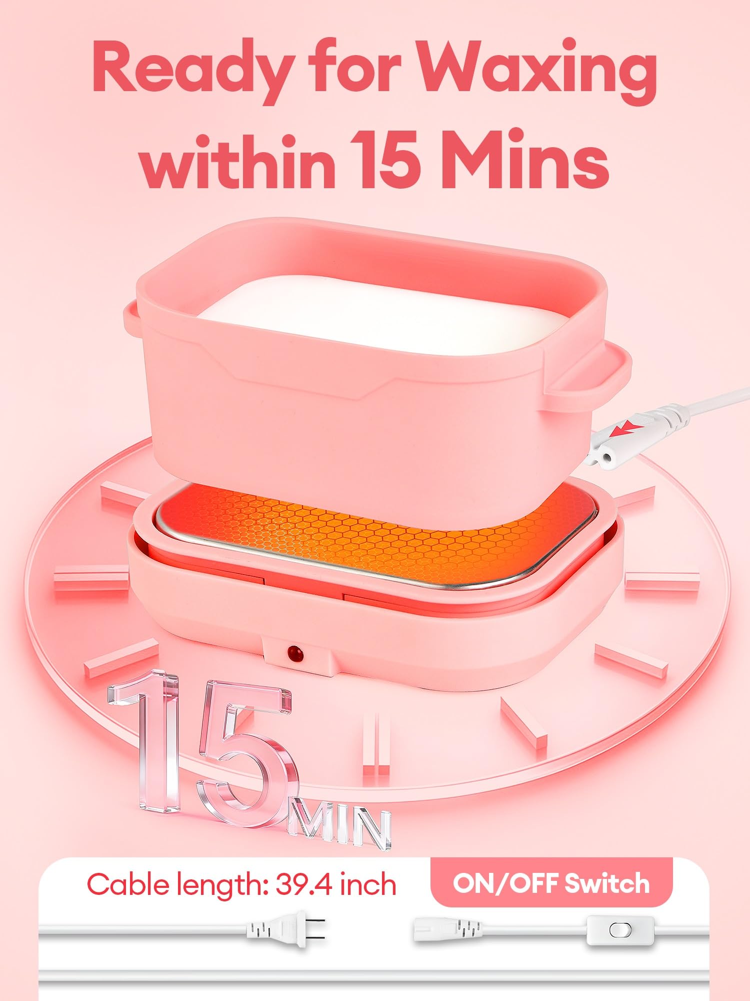 Mini Wax Warmer for Hair Removal,Foldable Silicone Wax Warmer for Hard Wax with 2 Reusable Silicone Applicator Sticks, 18.6Oz Portable Wax Warmer for Eyebrow, Face & Bikini, Travel Wax Kit