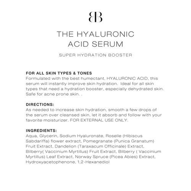 Biba De Sousa Hyaluronic Acid Serum for Face - Hydrating, Anti Aging Serum - Sensitive and Acne Skin Safe (1 Oz)