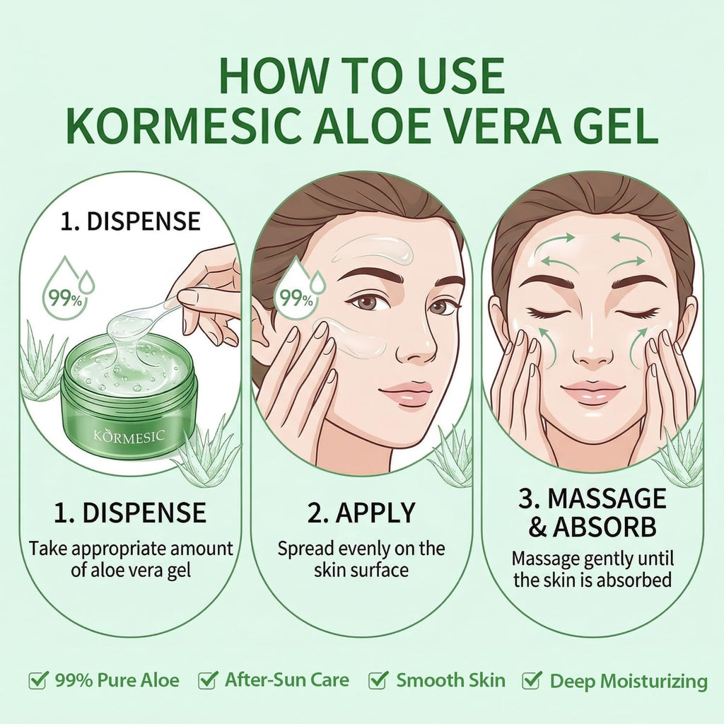 KORMESIC Aloe Vera Gel Hydrating Cream - 99% Pure Aloe Soothing Gel for Face, Body, Hair & After-Sun Care - Deep Moisturizer for Dry Skin - 300g