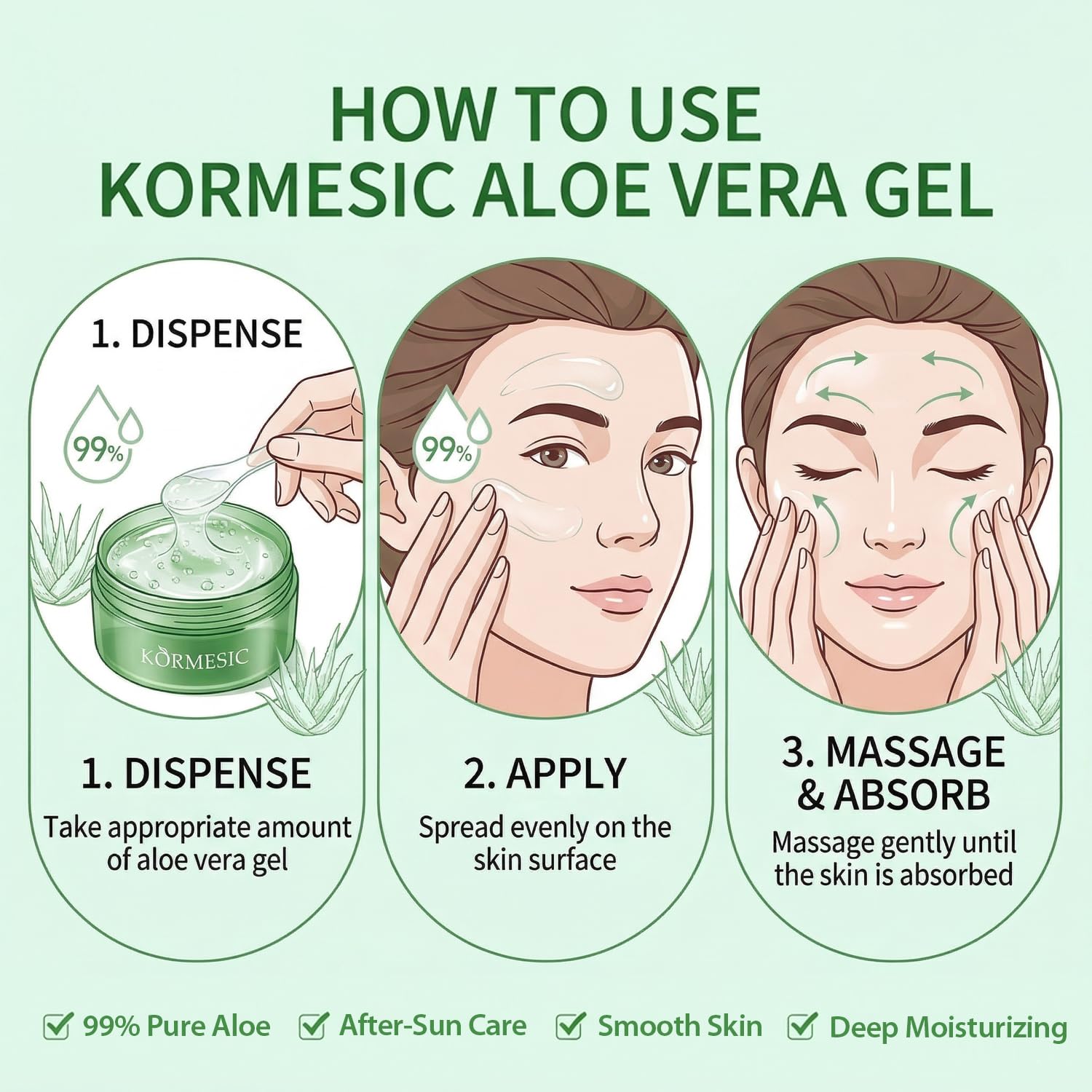 KORMESIC Aloe Vera Gel Hydrating Cream - 99% Pure Aloe Soothing Gel for Face, Body, Hair & After-Sun Care - Deep Moisturizer for Dry Skin - 300g