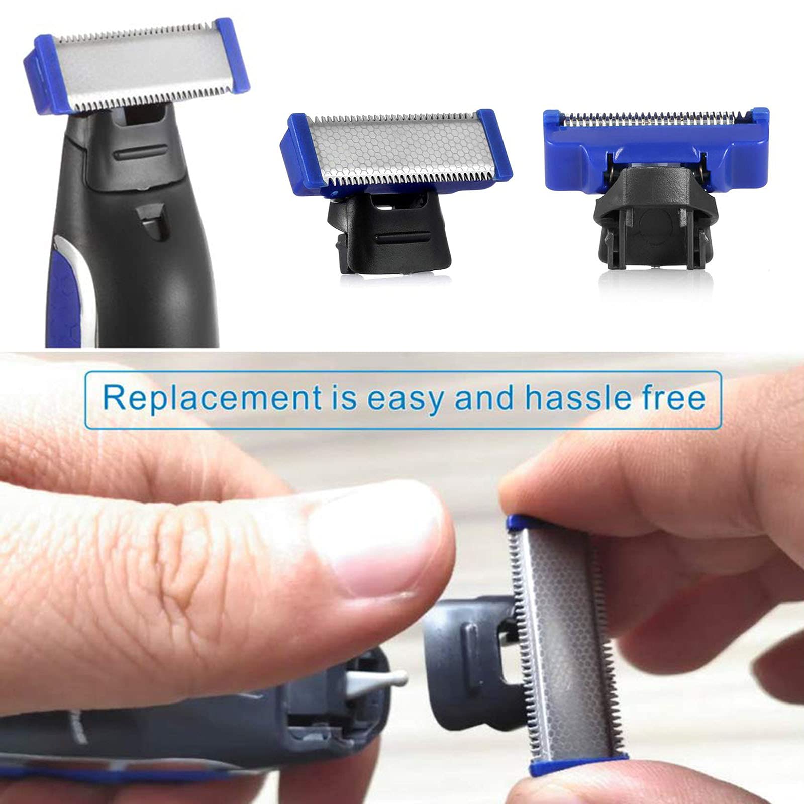LinMei Trimmer Replacement Heads Compatible for Gen 1 Micro Touches Solo Trimmer - Set of 4 Replacement Blades & 2 Cleaning Brushes
