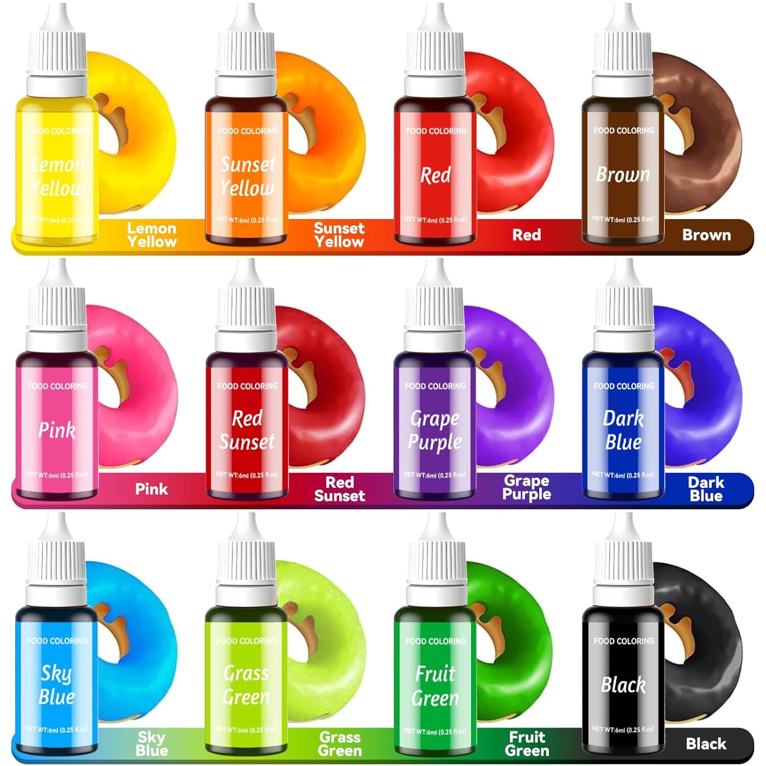 Food Coloring Liquid Set - KATSPRO 14 Colors Food Grade Concentrated Food Coloring for Baking Icing Cake Decorating Cookie Fondant, Food Color Dye for Easter Egg and DIY Supplies Kit