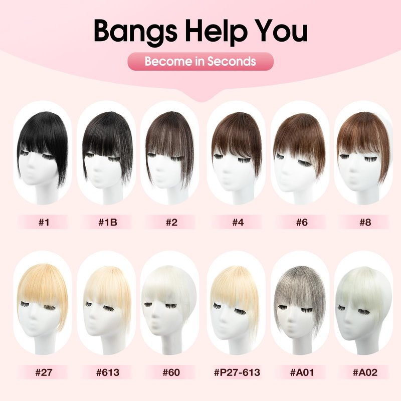 VerveFlux Clip in Bangs, 100% Real Human Hair 8 Inch Light Blonde Mix Bleach Blonde #613 French Bangs Fringe with Temples Real Hair Bangs Extensions Hairpieces Easy Clip-On Design