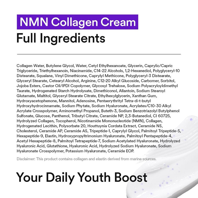 VEGANIFECT NMN Collagen Cream | Hydrating & Firming Moisturizer with Peptides & Glutathione & Hyaluronic Acid | Boosts Elasticity & Wrinkle Care | Korean Skincare, 1.69 fl.oz