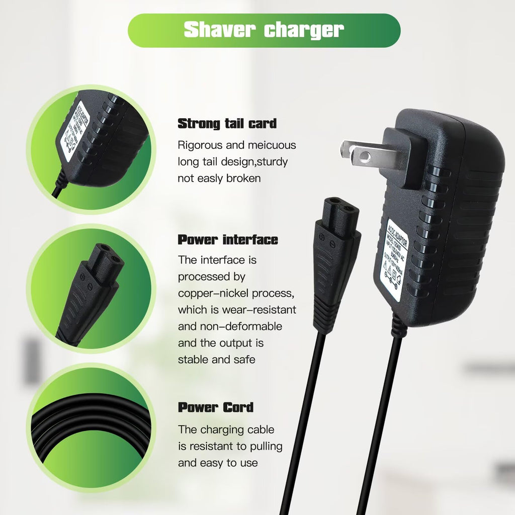 WELURE Charger Replacement for Remington Shaver Electric Razor Power Cord Adapter Fits Models MS3-4500, MS3-4700, MS5120, MS-5200 (1.5m)
