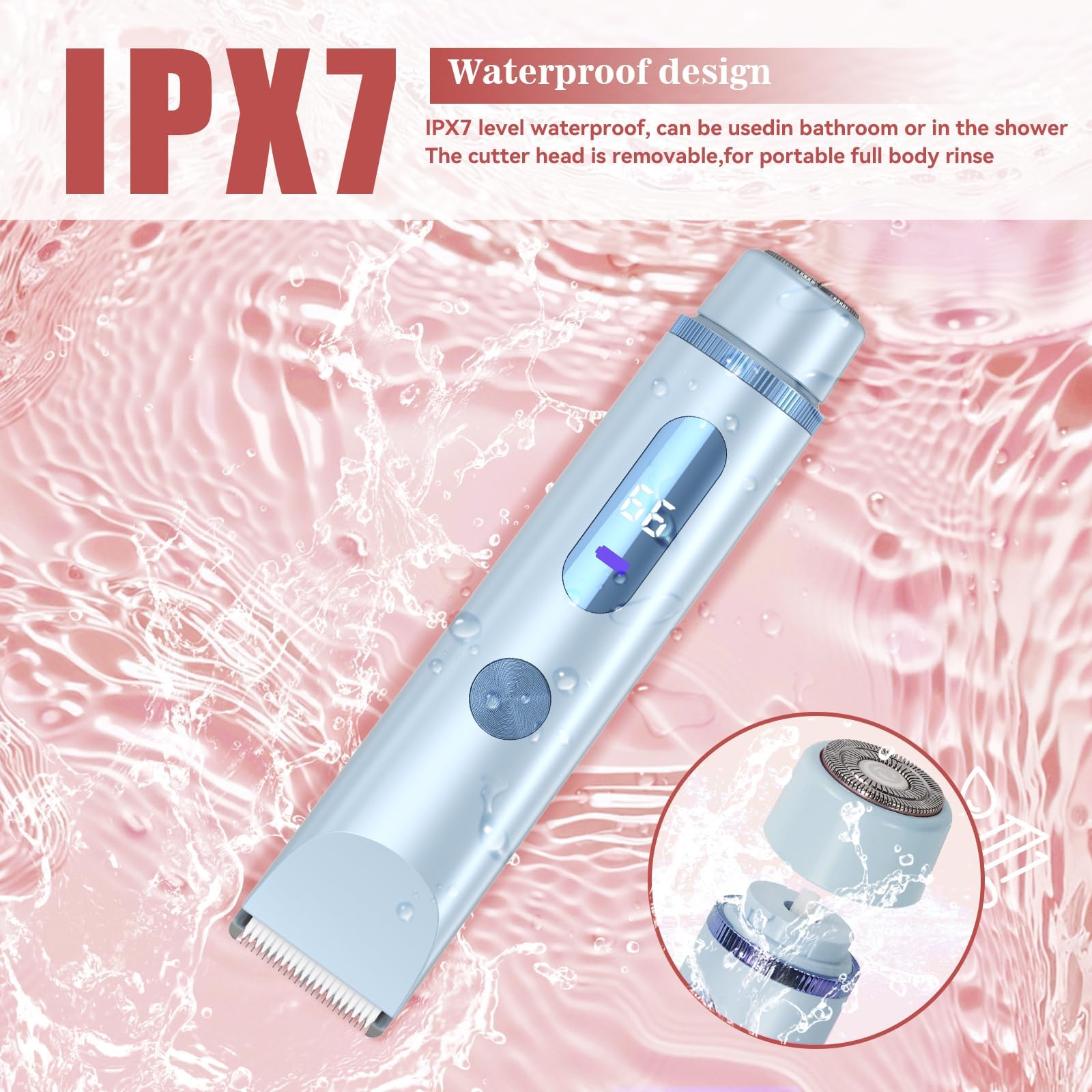 Bikini Trimmer for Women 2in1 High Power Epilators Hair Removal Waterproof Electric Razors Women's Electric Razor Pubic Hair Trimmer Shaver for Women for Ladies Pubic, Face, Underarms, Legs (Blue)