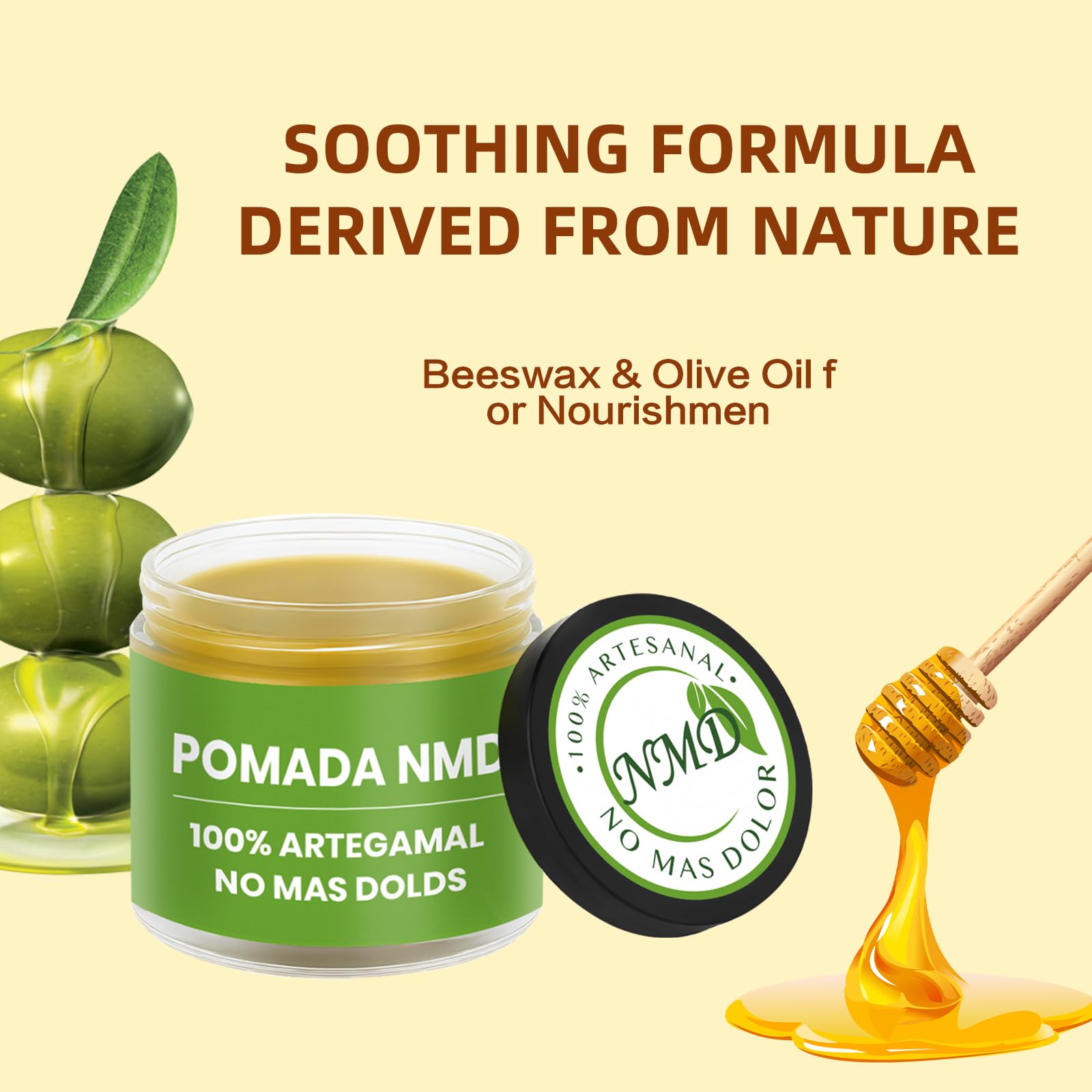 LUIMOLL Pomada-NMD, Pomada-NMD Para Dolor Muscular - Natural Herbal Artesanal Joint Cream with Arnica, Olive Oil, Soursop Leaf, Beeswax, Maximum Strength Comfort Ointment for Muscle, Foot - 2 PCS