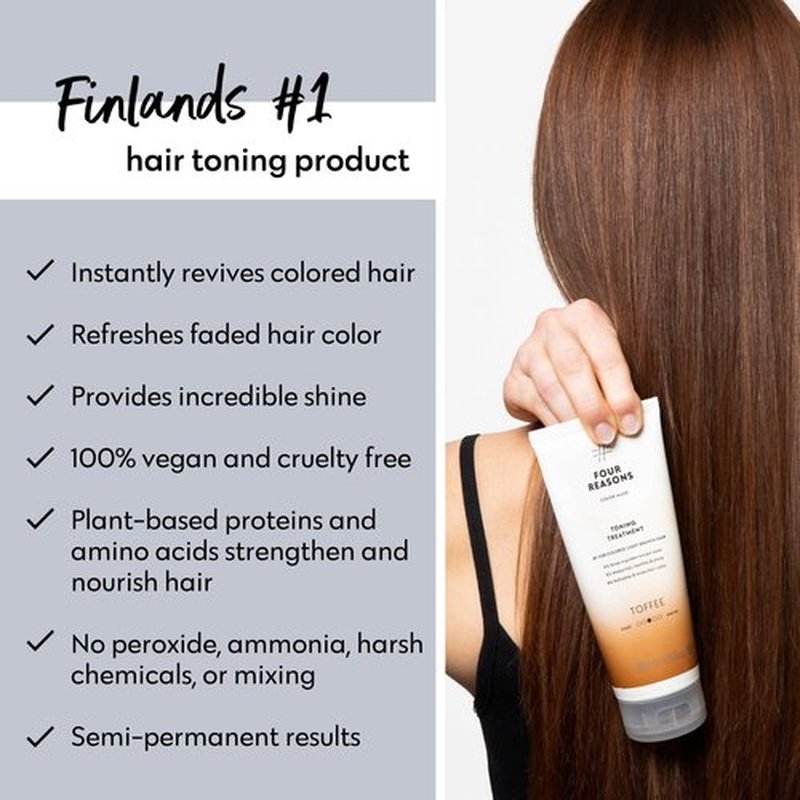FOUR REASONS Toffee Color Mask - Hair Gloss & Color Depositing Conditioner | Vegan & Cruelty-Free, 6.76 fl oz
