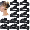 Sisiaipu 3.5 Inch Medium Hair Claw Clips 12 Pcs Square Claw for Thick and Thin Hair Rectangular Rectangle Hair Clips Jaw Clips Bulk Hair Accessories for women and Girls (Black)