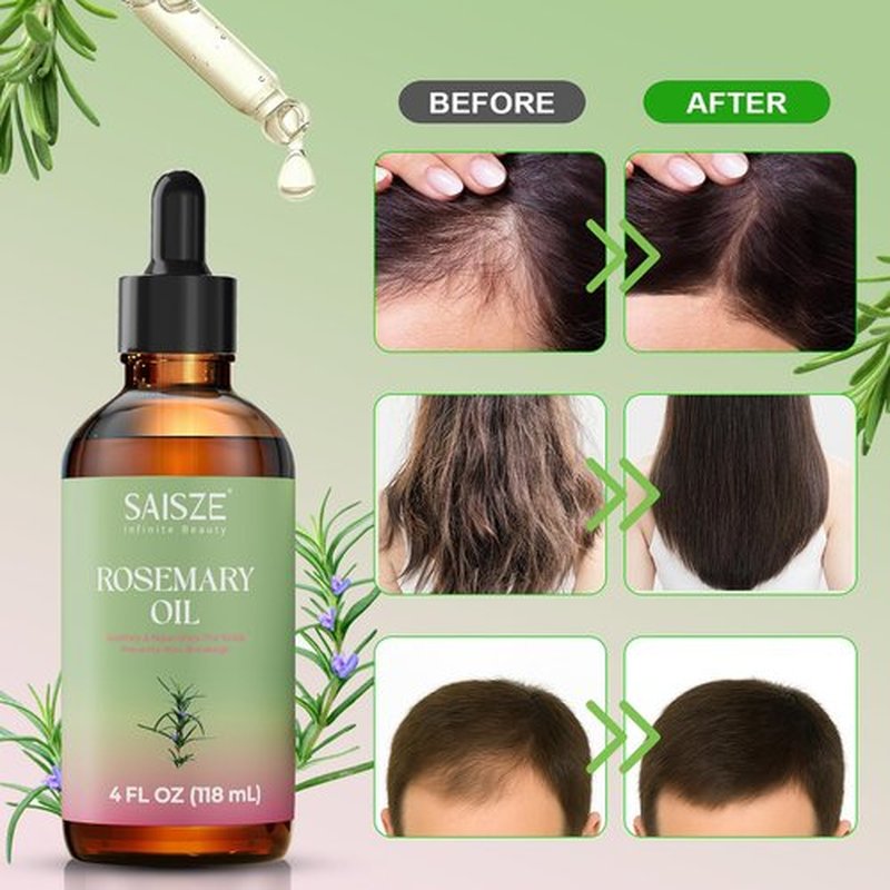 SAISZE Rosemary Oil for Hair Growth, 4 Fl Oz Organic Oil for Nourishes Scalp, Strengthens Hair