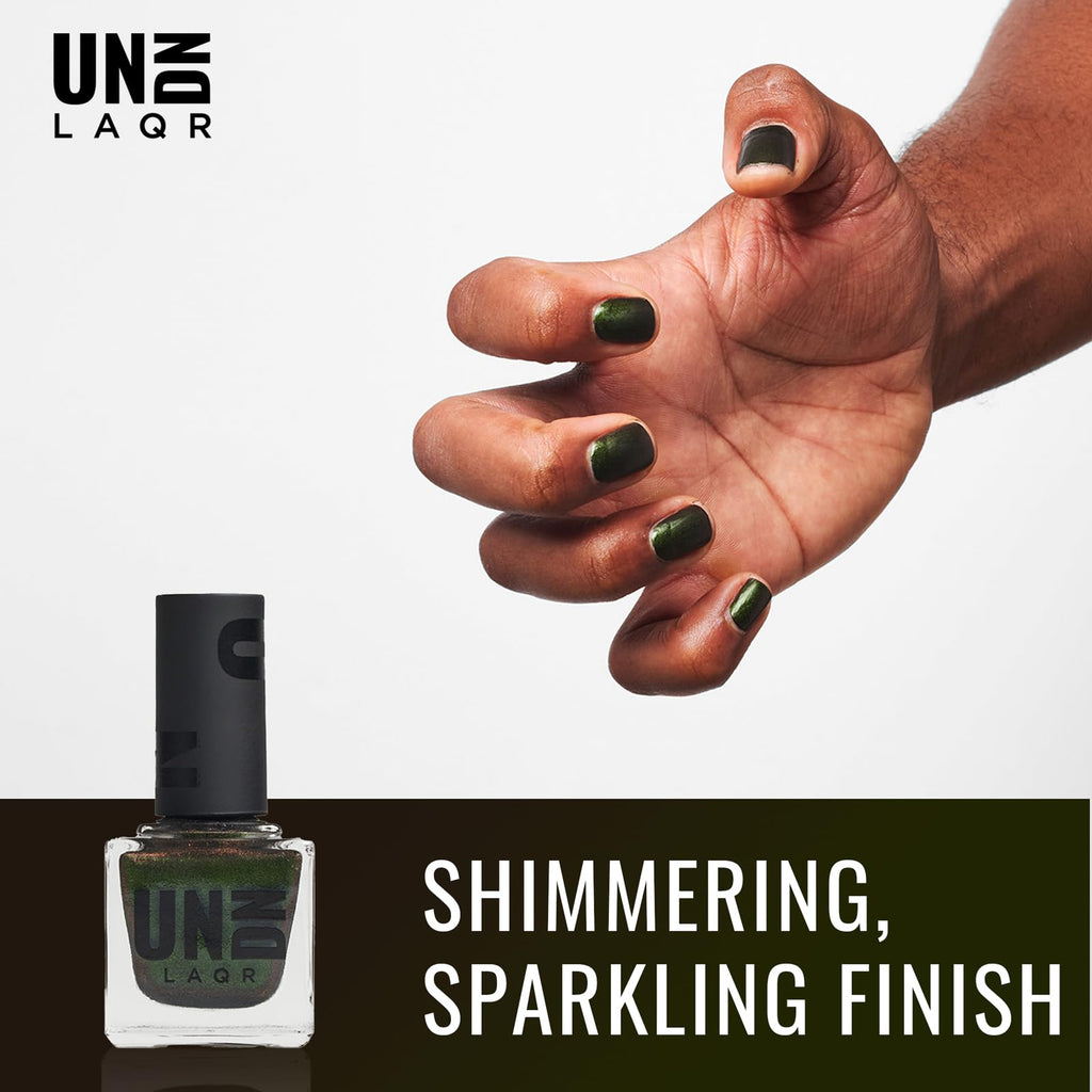 UNDN Vegan Nail Polish - Deep Seeded - Shimmer Green Nail Polish for Women and Men - Long Lasting, Durable Finish - Cruelty Free - 0.5 oz