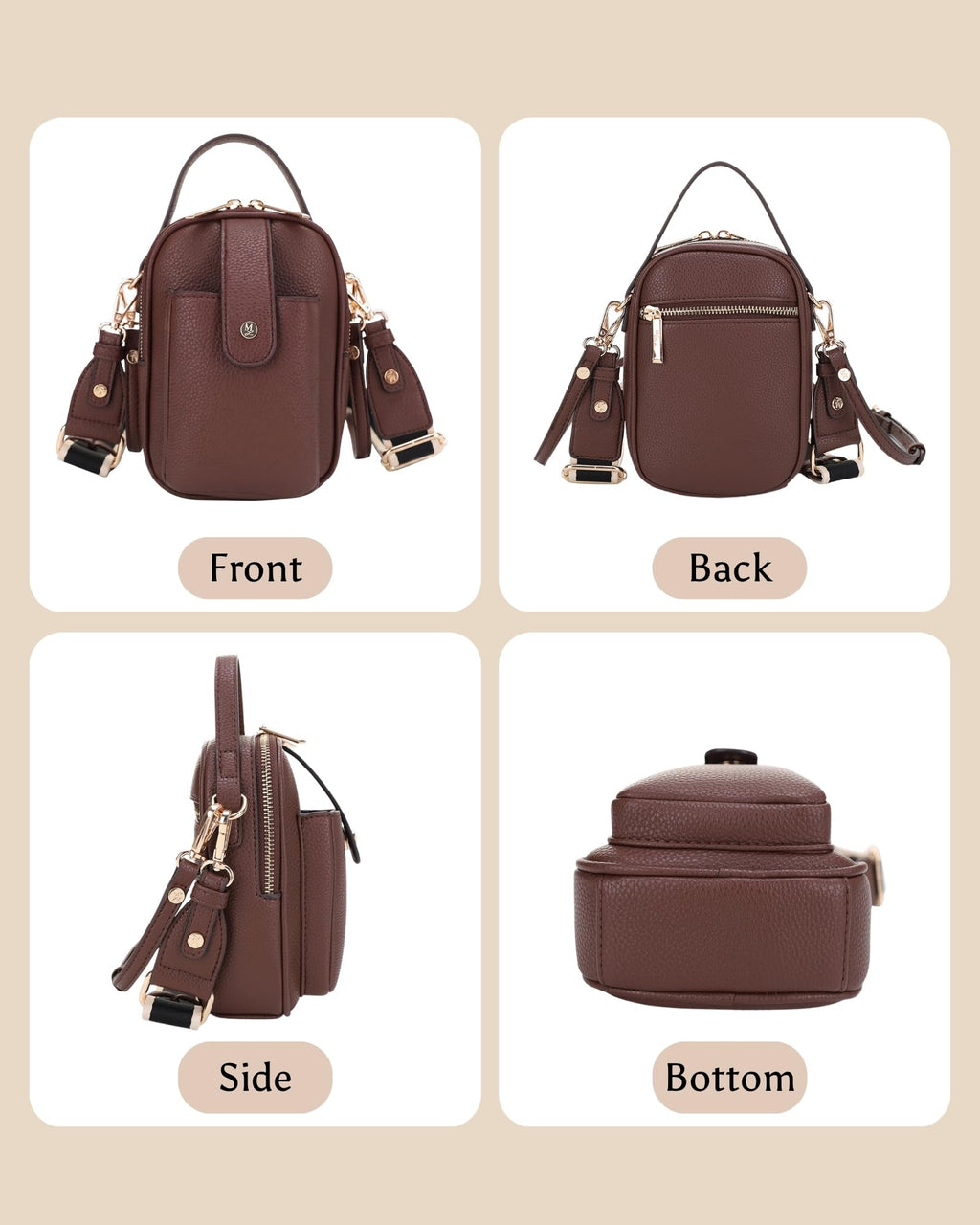 Mali+Lili Gail Vegan Leather Multi Compartment Crossbody Bag - Chocolate
