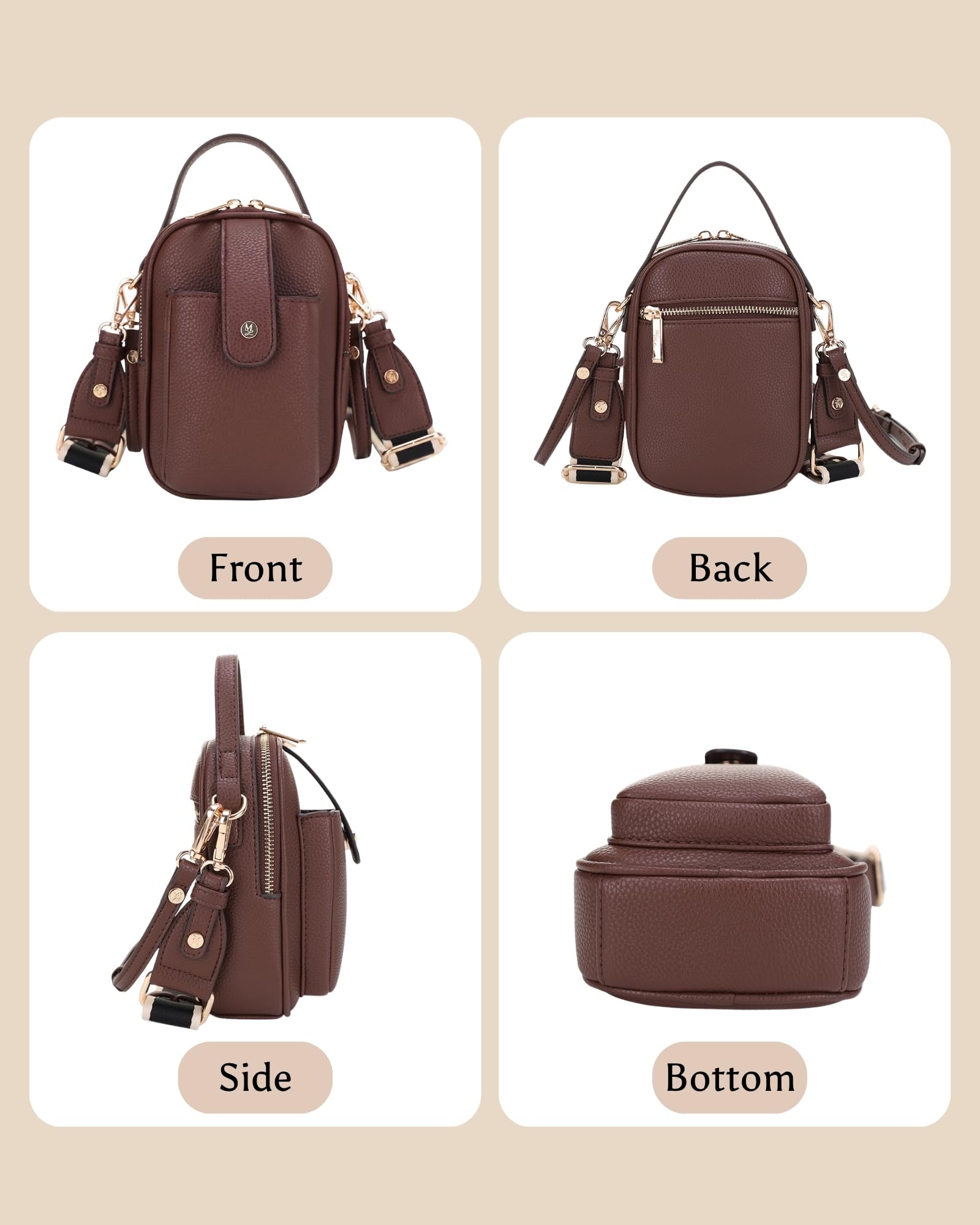 Mali+Lili Gail Vegan Leather Multi Compartment Crossbody Bag - Chocolate