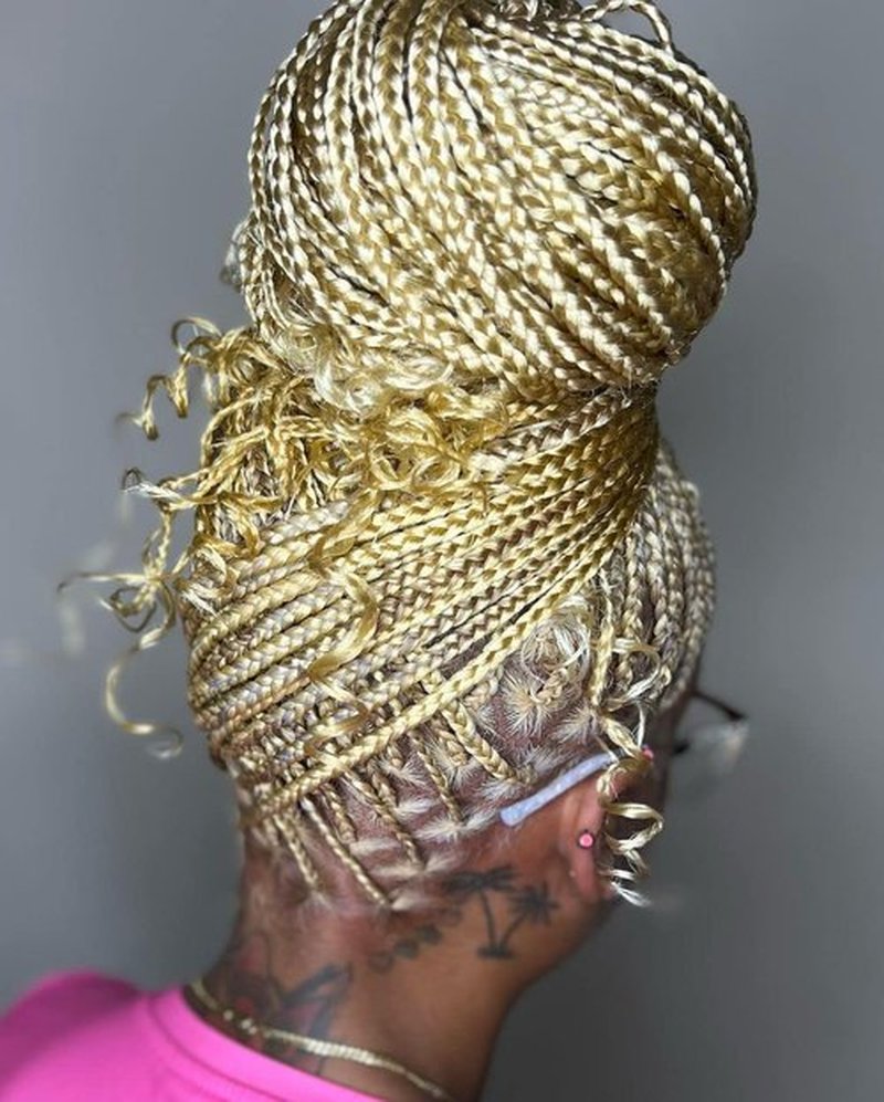 Goddess Curly Box Braids Crochet Braids Hair 3S Wavy Box Braided hair Extension Synthetic Fiber Braiding Hair (18inch, 27/613)