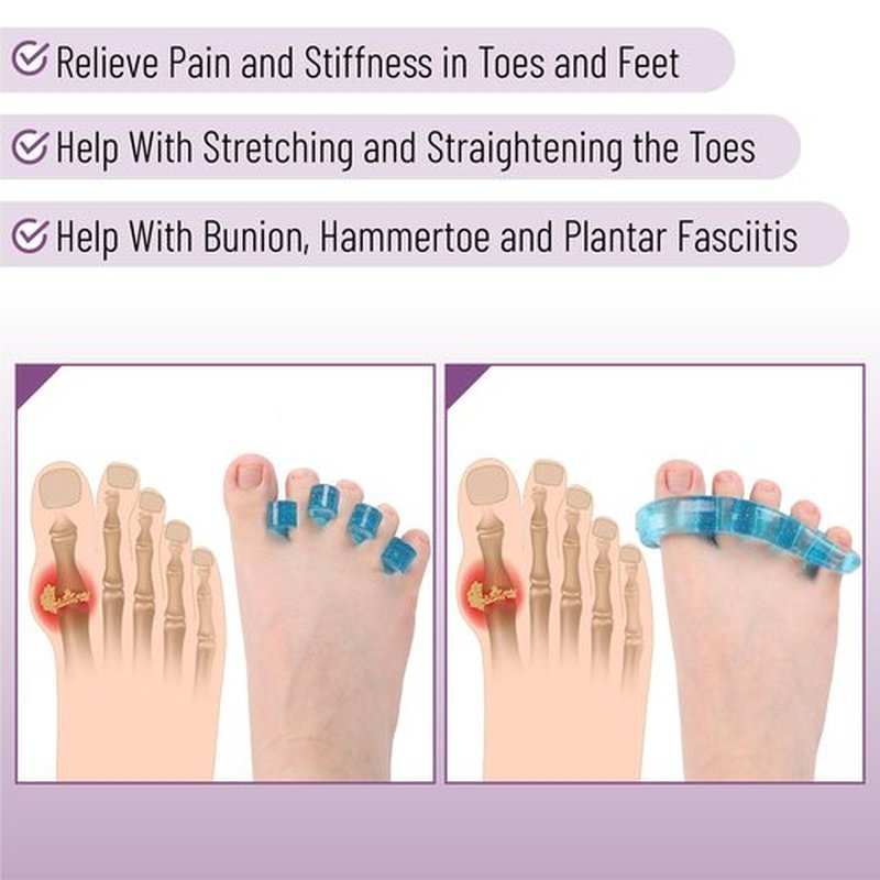 Dr. JK- ToePal Gel Toe Separator, 4 Pairs, Blue, Toe Spacers, Bunion Corrector