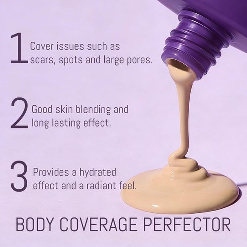 Regine Switzerland Body Coverage Perfector - Waterproof Makeup with Brush & Puff | Full Coverage for Tattoos & Scars (2.0oz Natural Beige)