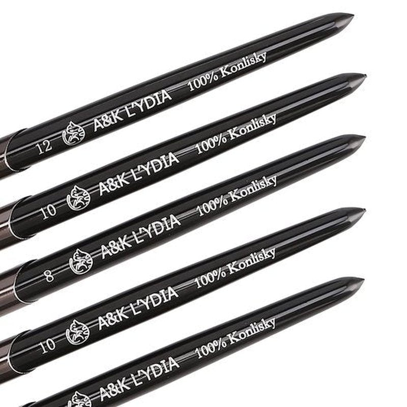 A&K L'YDIA Acylic Nail Brush-2pcs Pure Konlisky Sable hair Crimped Oval Nail Art Brush Black Metal handle with Nail Files for Professional acrylic Application Manicure Crystal Powder Pedicure