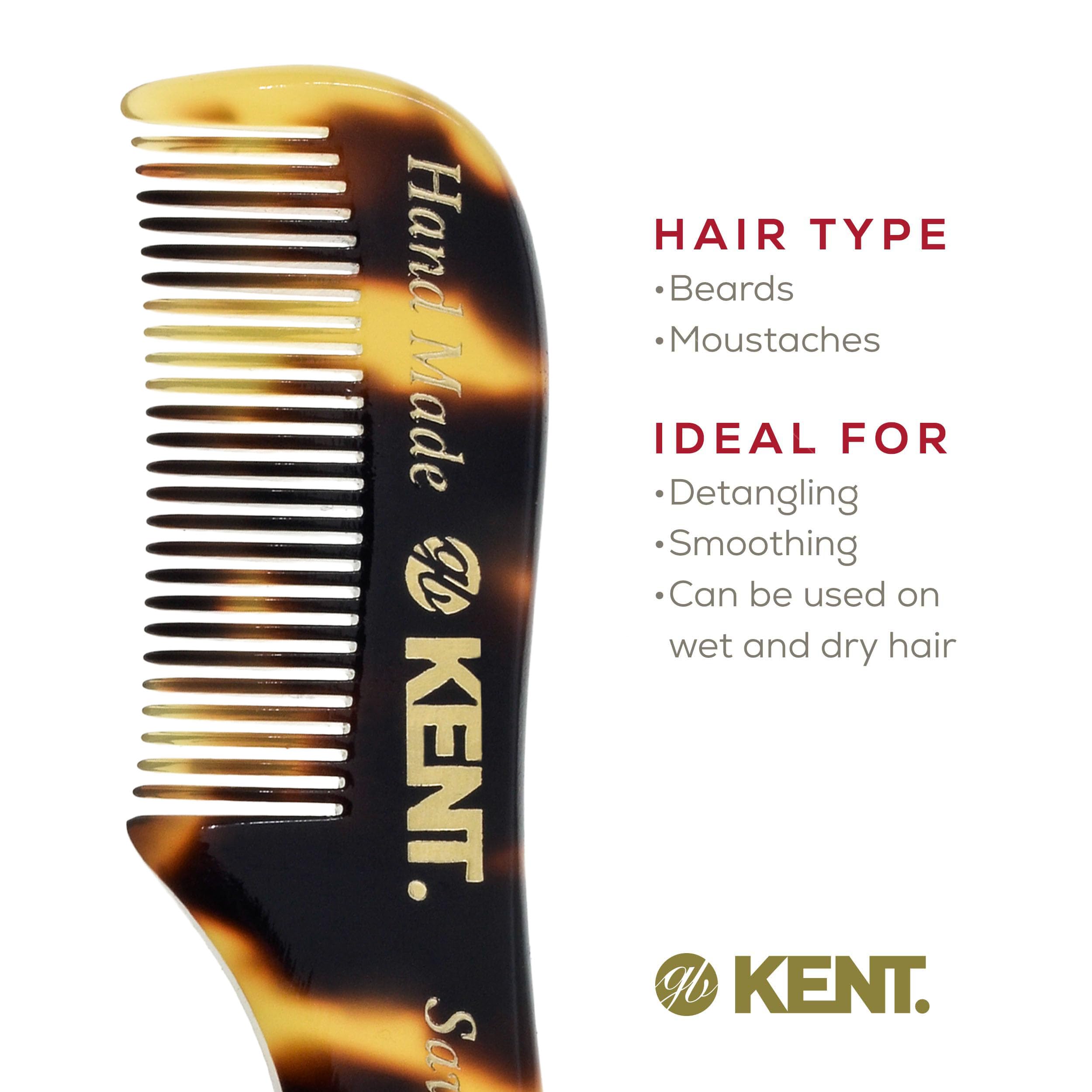 Kent A 81T TY X-Small Gentleman's Beard and Mustache Pocket Comb, Fine Toothed Pocket Size for Facial Hair Grooming and Styling. Saw-cut of Cellulose Acetate, Hand Polished. Hand-Made in England
