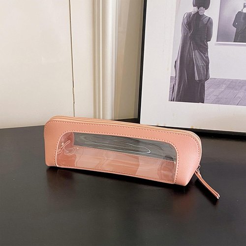 Skiennix Waterproof Makeup Bag - 2 Pack Portable Travel Cosmetic Organizer | Clear Vinyl Windows & Zippers (Pink)