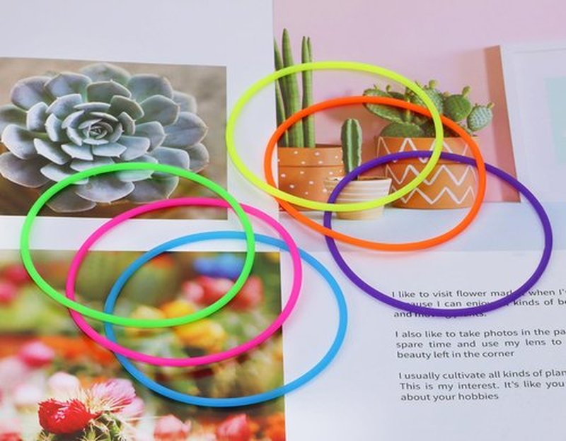 Penta Angel Silicone Jelly Hair Tie Bracelet 120Pcs Adult Size Retro Solid Neon 80s Style Costume Wrist Band Elastics for Men Women Party Favors (120)
