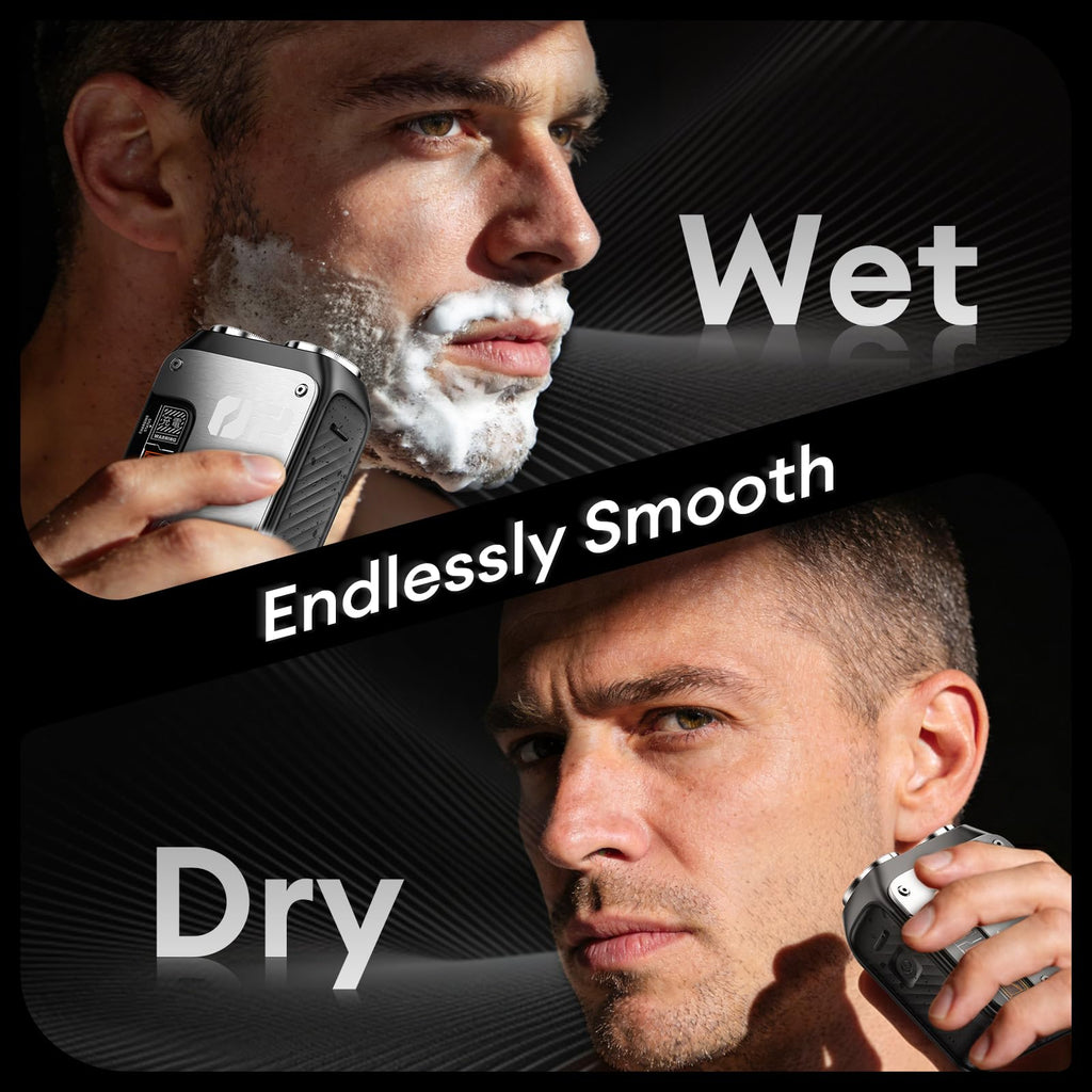 PAXA Mini Portable Electric Shaver,9000Rpm Mens Electric Shaver,IPX7 Waterproof Wet & Dry Dual-Head Rotary Cordless Travel Shavers for Shaving Face,USB-C Rechargeable for Home, Car, Travel(White)