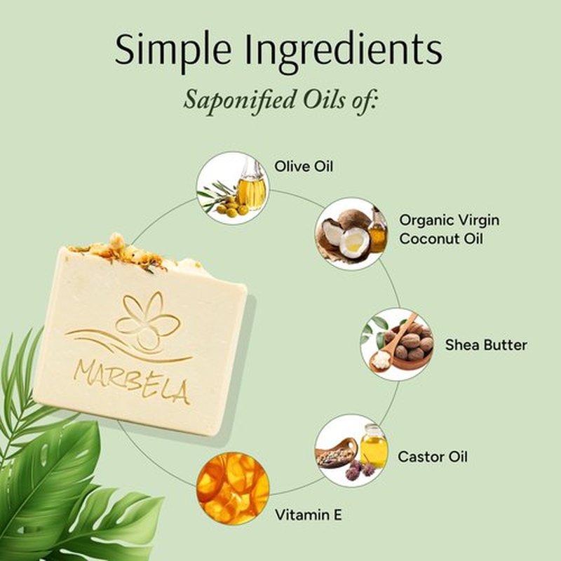 Marbela Cosmetics Handmade Soap Bar - Made in USA, Vegan Friendly, Palm Oil Free, Natural Bar Soap - Gentle Face & Body Soap for Daily Skin Care, Moisturizing & Nourishing - 3.5 oz (Wild Jasmine)