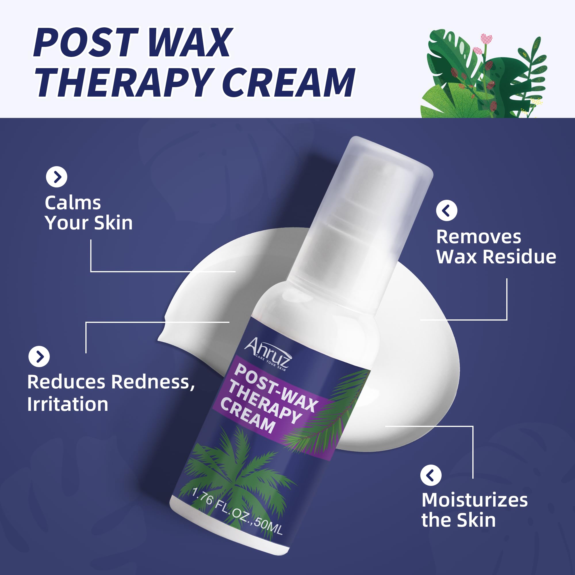 Waxing Kit- Anruz Women Men Wax Kit for Hair Removal - For Sensitive Skin, Eyebrows, Brazilian, Face, Bikini - Home Use Digital Wax Warmer with 5 Bags Hard Wax Beads (17.5 oz. total)