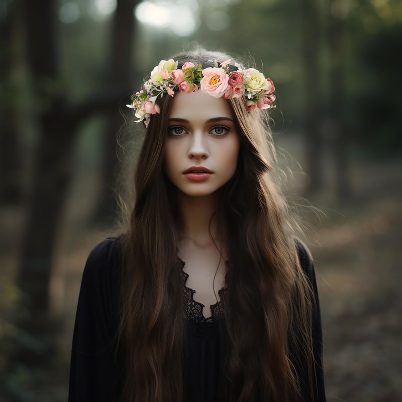 Vivivalue Wedding Flower Crown Flower Garland Headband Hair Wreath Floral Headpiece Halo Boho with Ribbon Party Prom Festival Photos