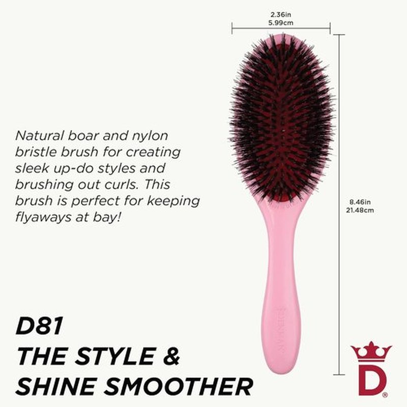Denman Boar Bristle Hair Brush - Smoothing, Shine Enhancing & Detangling for All Hair Types