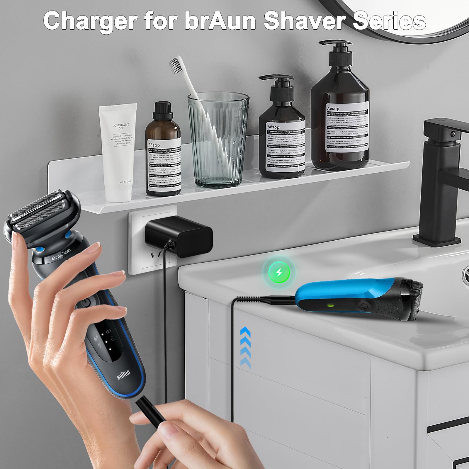 Solopen Charger Compatible with Braun Shaver 9 8 7 6 5 3 1 XT5 Series 9477cc 9465cc 9440 8457cc 8417s 8330s 7085cc 7020s 790cc 6075cc 6072cc 6020s 5020 5018s 310s 3040 190s 130s