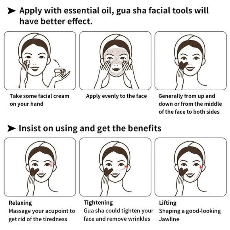 FUIYOOCEN Gua Sha Facial Tools 2 Pack, Natural Jade Guasha Tool for Face,Double Chin & Jawline, Gua Sha Stone Self-Skin Care Face Stone Gua Sha tools for Women Guasha Stone, Black and Green