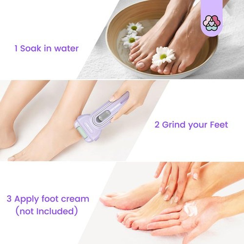 SAVILAND Electric Foot Scrubber 4000 RPM: Professional Callus Remover for Feet Hard Cracked Dry Skin Rechargeable Travel Foot File With 3 Roller Heads Waterproof Pedicure Kit Gifts for Athletes Women