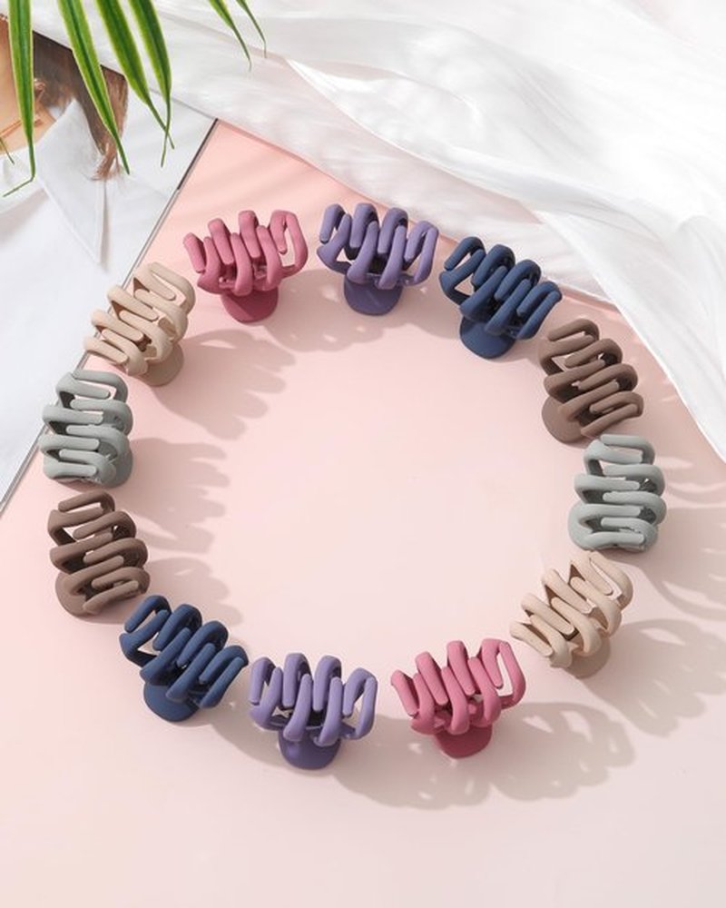 Butterfly Hair Clips: Flower Small Claw Clips for Women - 12pcs Matte Cute Hair Clips for Girls (Octopus - Green/Purple/Brown/Blue/Pink/Yellow)