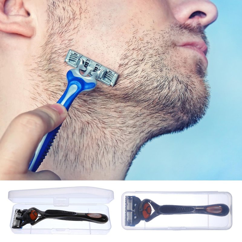 2 Pack Manual Razor Travel Case Transparent Portable Travel Men Manual Razor Protector Universal Portable Shaver Storage Box Shaver Holder Protector Case Organizer for Men Razors And Blade Refills Kit