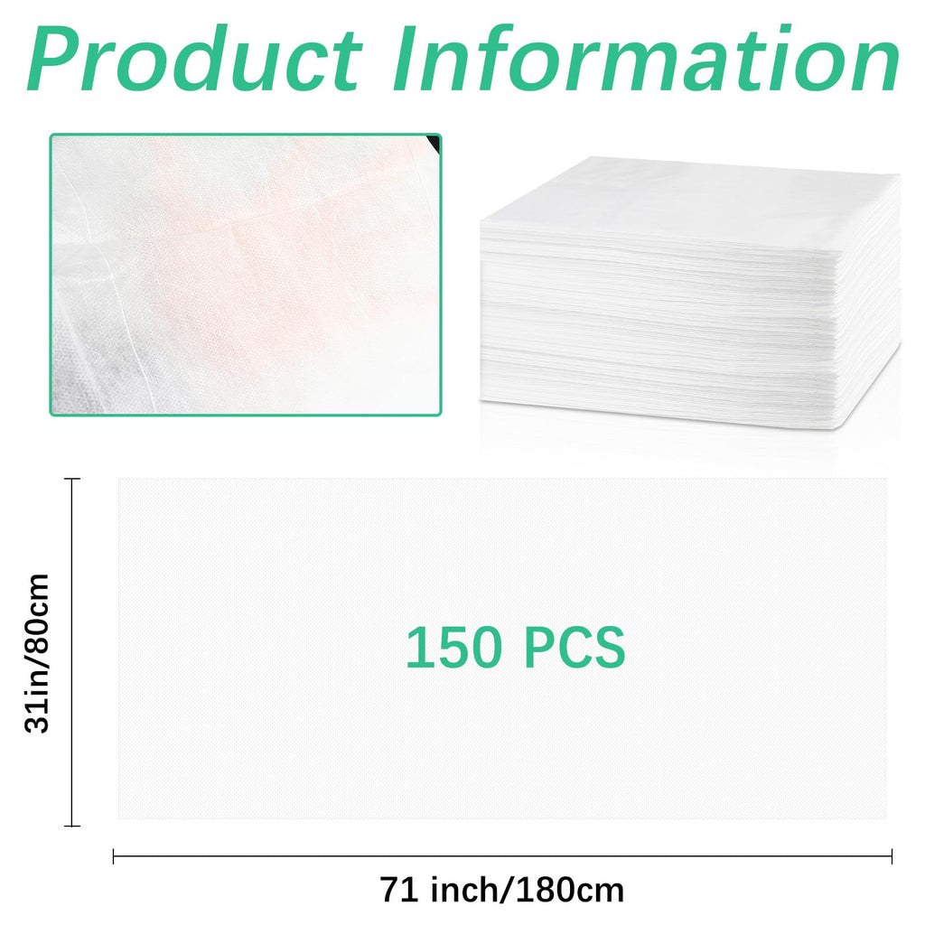 150 Pcs Disposable Massage Table Sheets 31" x 71", Non-Woven Disposable Bed Sheets for Massage Table Cover Breathable SPA Bed Cover for Spa, Massage, Beauty, Tattoos, Travel