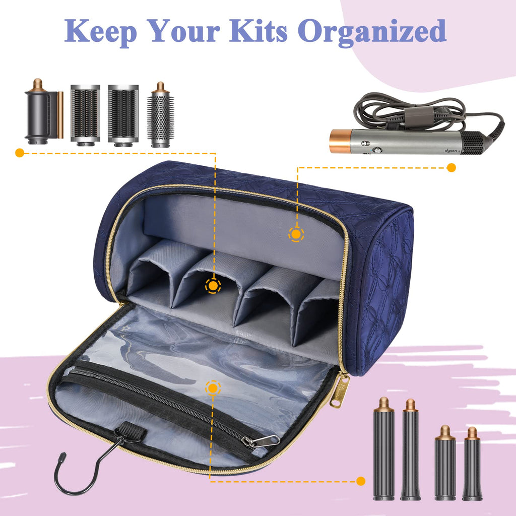 Mancro Padded Travel Case Compatible with Dyson Airwrap, Blue