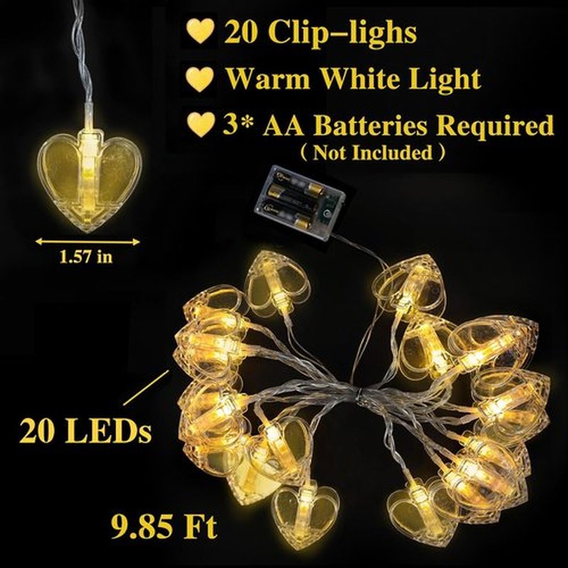 Skiennix 20 Photo String Lights - 9.85Ft Clear Clips for Indoor/Outdoor Decor | Perfect for Weddings & Parties