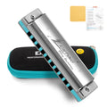 East top Lightning Harmonica, Advanced Diatonic Harmonica Key of C, 10 Holes Mouth Organ Harmonica with Silver Cover, Blues Harmonicas For Adults, Professionals and Students