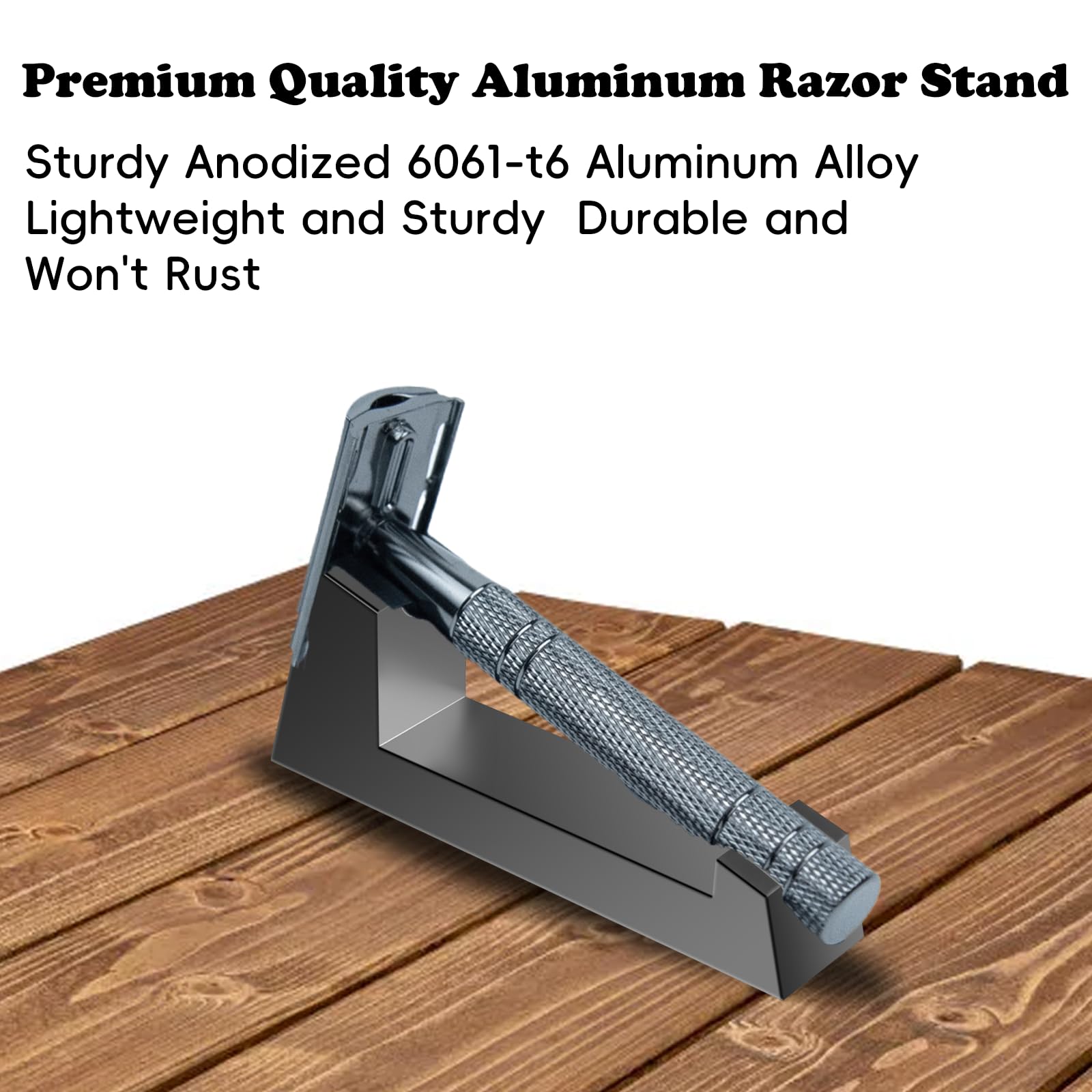 Aluminum Alloy Razor Stand, Safety Aluminum Men's Shaving Stand Black for Bathroom Countertops, Compatible with Henson AL13, AL13-M and Ti22, Anti-Rust and Durable