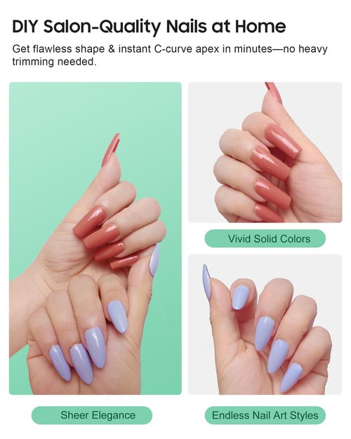 Extra Thick Short Almond Nail Tips, Natural Curve Strong Clear Pre-etched Press on Nail Gel Extension, Full Cover False Nail Tipsfor Acrylic French Salon DIY 15 Sizes 360 pcs