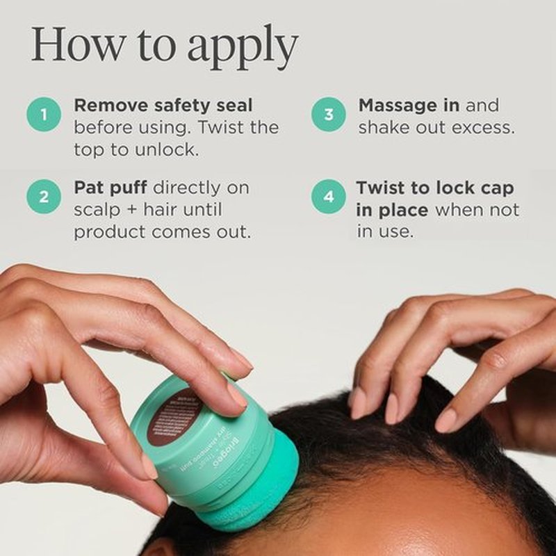 Briogeo Style + Treat Dry Shampoo Puff - Non-Aerosol, Talc-Free Oil Absorption | Vegan Volumizing Powder | 0.5 oz