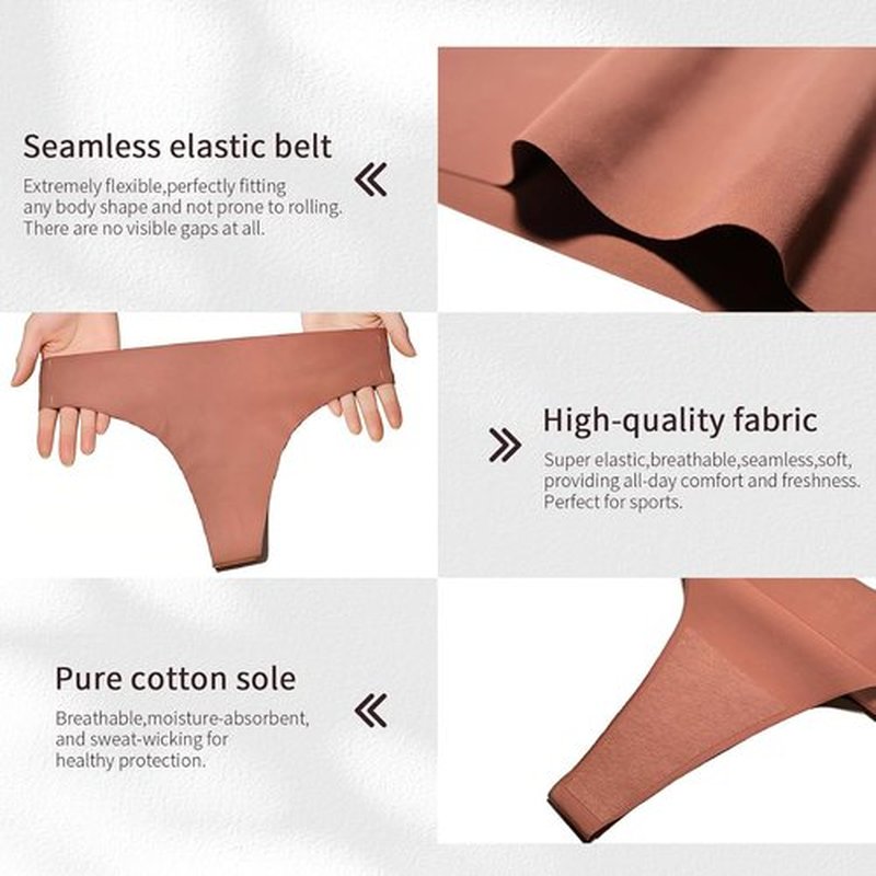 Skiennix Seamless Thongs for Women - V-Waisted, Invisible, Breathable Stretch Underwear | 6-Pack