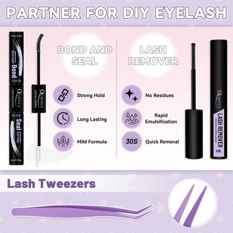 Lash Extension Kit 960Pcs D Curl Individual Lashes Kit Includes 4 styles of Lash Bond and Seal Remover and Tweezers (10-18MM-30+40+60+80D)