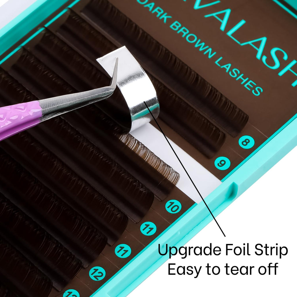 VAVALASH Colored Lash Extensions Dark Brown Eyelash Extensions 0.03 0.05 0.07 0.1 0.15 Volume Lash Extension 8-15mm Mixed Lashes C D Curl Premium color Lashes Extension(Dark Brown-0.03-CC-8-15mm)