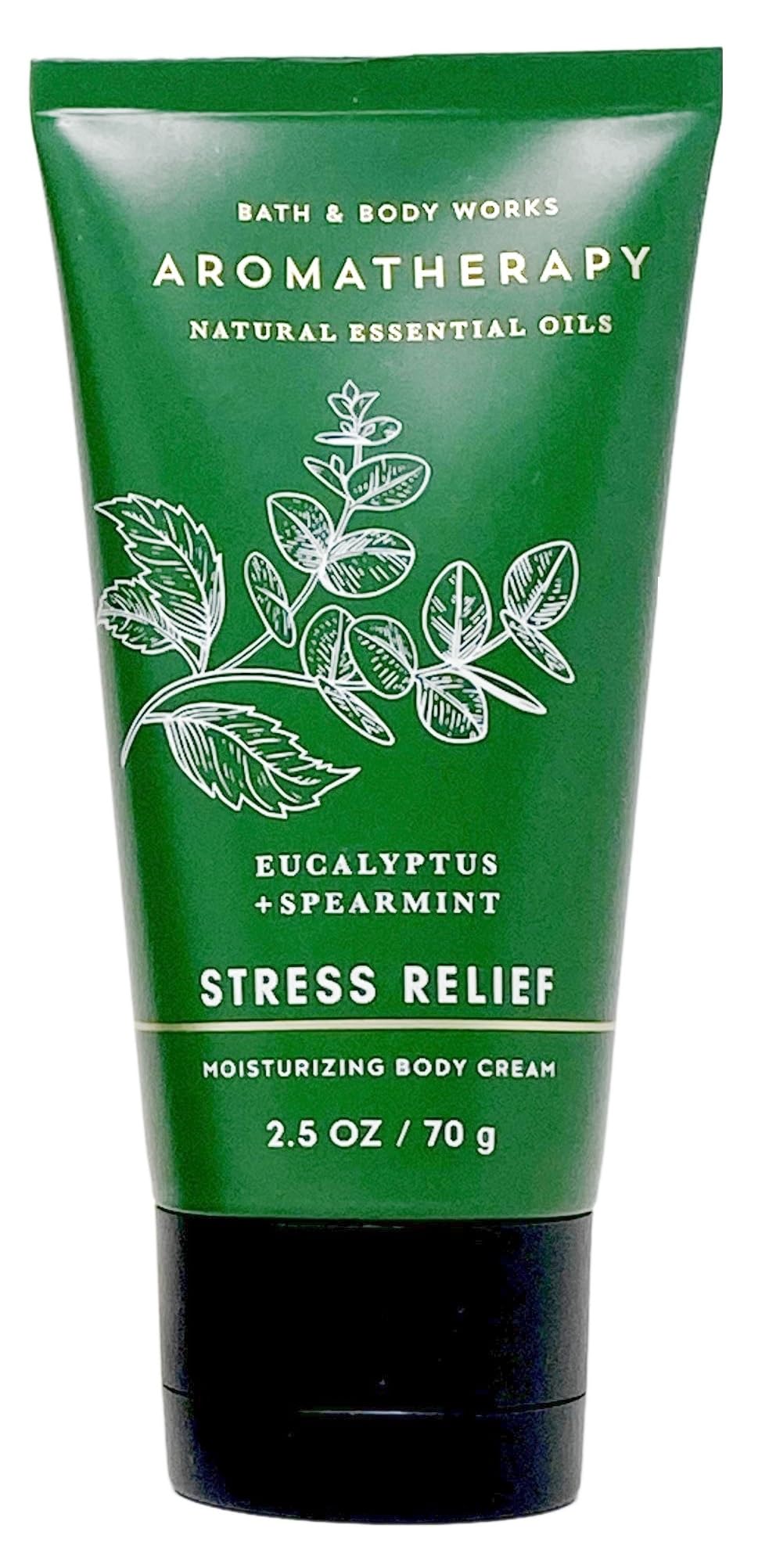 Bath & Body Works Aromatherapy Stress Relief Eucalyptus Spearmint - 3 Pack - Body Cream, Body Wash + Foambath and Hand Gel with a Natural Oats Sample Soap.
