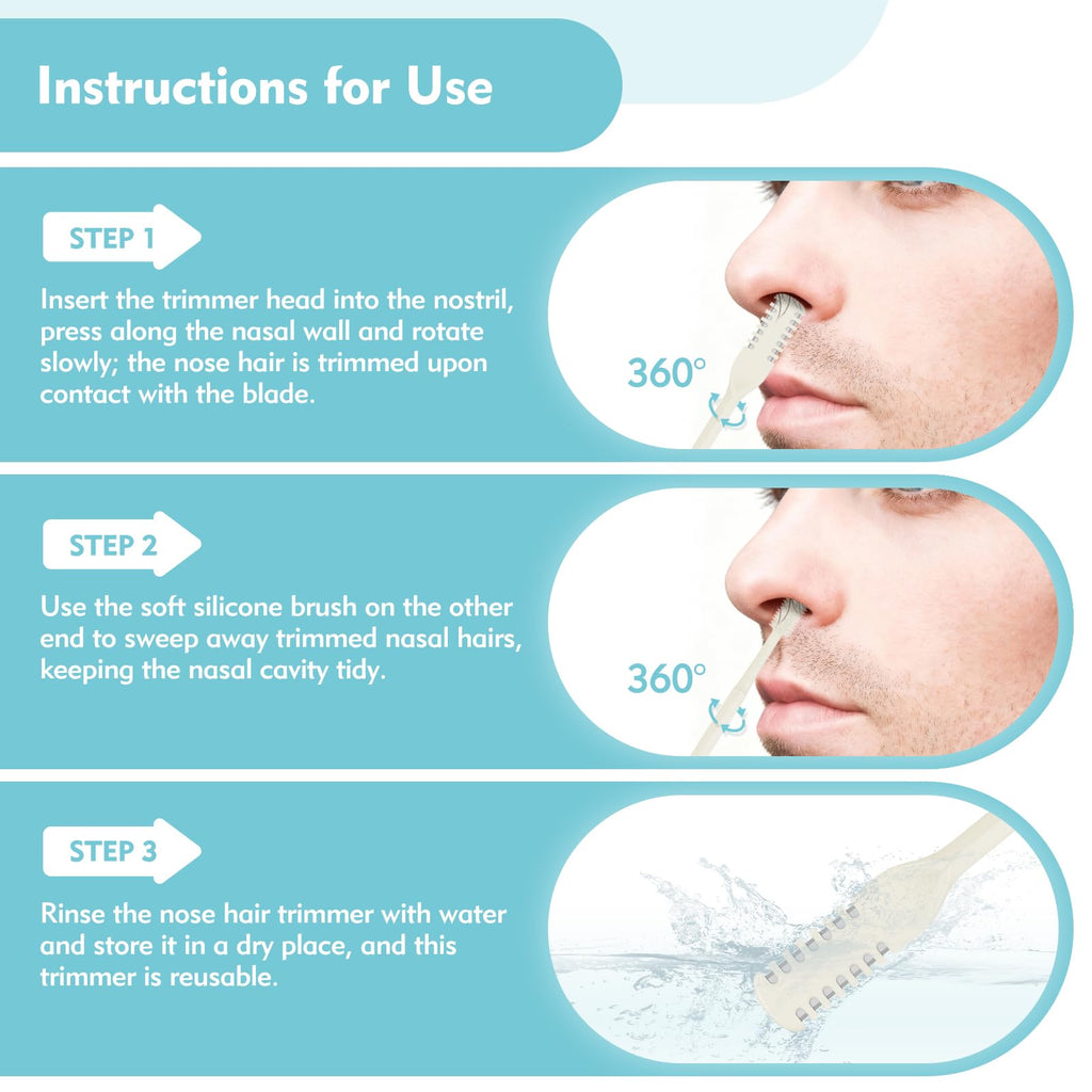 Kerros 5 Pcs Nasal Hair Cutter, Manual Nose Hair Trimmer for Men Women Double Sided Nasal Hair Trimmer 360° Rotating Nose Hair Remover (Cream Yellow)