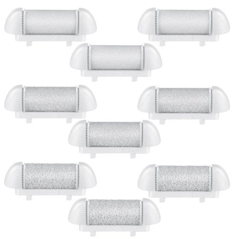 9 Pcs Different Replacement Roller Head for Electric Callus Remover Feet Pedicure Kit Care Foot Roller Refills Extra Coarse Regular Coarse Pedicure Tools for Dead Skin(White)