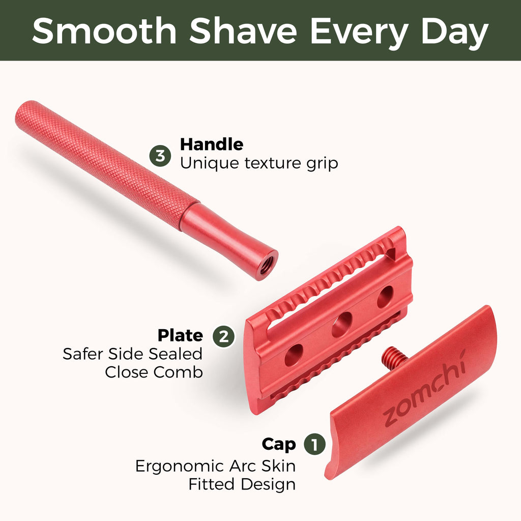 ZOMCHI Double Edge Safety Razor Kit for Men & Women, Stand,Light Coral